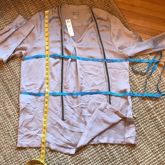 Chicos taupe long sleeve blouse shirt. Chicos size 2. New with tags. - Picture 7 of 11